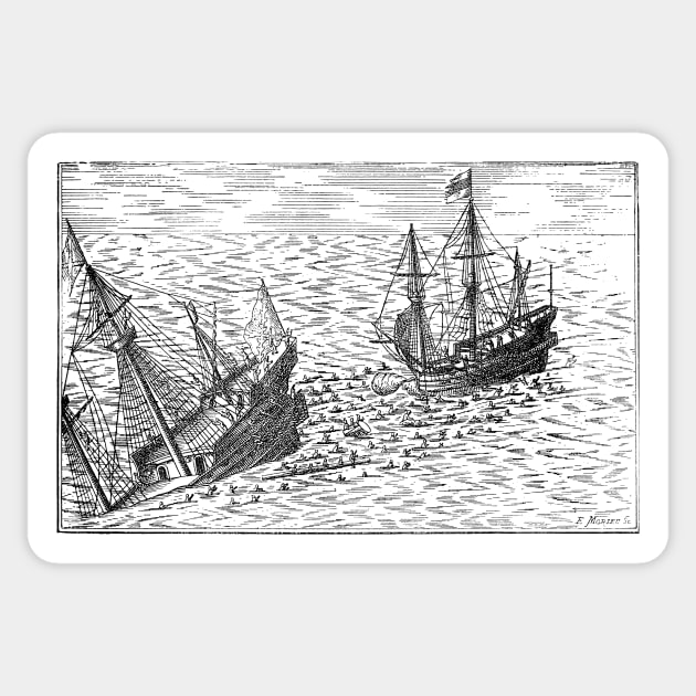 Old Timey Sinking Ship Sticker by ellenmueller